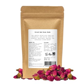 Dried Red Rose Buds | 100+ Rose Buds | 100% Natural & Edible | Non GMO | Dry Roses Soap Making & Tea, Cocktail Garnishes Flowers, Decorations, Confetti | 40 Grams | 1.41 Oz | Drink Botanicals