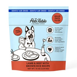 The Pets Table Air Dried Dog Food for Dogs Large, Medium and Small with Sensitive Stomachs | Puppy Dog Food, Adult Dog Food, Senior Dog Food | Lamb & Beef with Brown Rice 4.5 lbs / 72 oz Bag