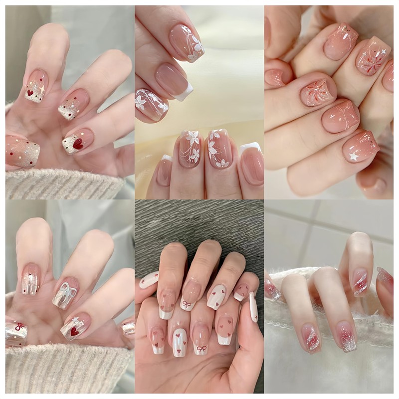 6 Pack (144 pcs) Nail Tips Popular Medium Design, NIUANIUA