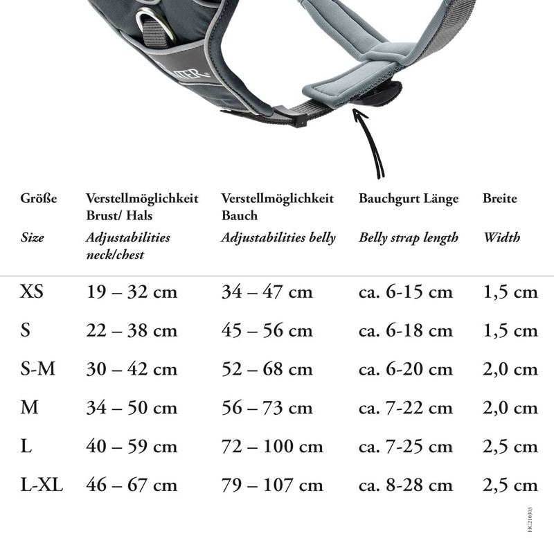 HUNTER Dog Harness, Light Blue/Grey, 72–100 cm