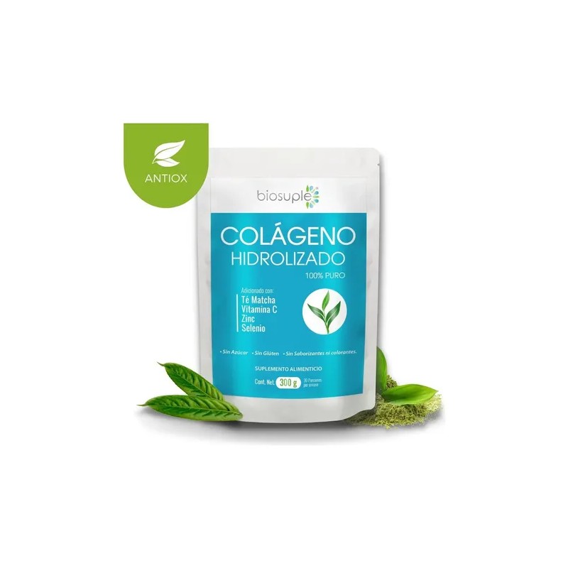 Biosuple Colágeno Hidrolizado Sin Sabor 300g + Té Matcha Vitamina