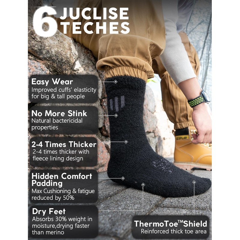 2-Pack Alpaca Wool Crew Socks, Thick Thermal Winter Socks Hunting