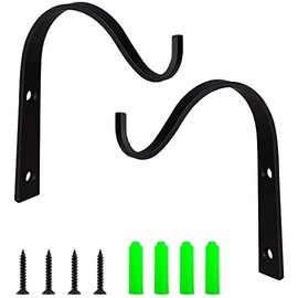 Soporte para Plantas Colgantes, Gancho para Cesta de Flores de Pared, Gancho Colgante de Metal Resistente para Linternas Colgantes, Comederos para Pájaros, 2 Piezas (Negro)