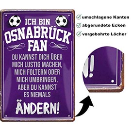 Tin Signs "I Am Osnabruck" Fan Metal Sign for Football Enthusiasts Decorative Sign Gift Idea 20 x 30 cm