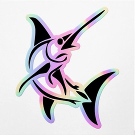 Holographic Decal Stickers of Stylized Marlin Fish Premium Waterproof Vinyl Decal Stickers for Laptop Phone Accessory Helmet Car Window Mug Tuber Cup Door Wall Decoration ANDVER3512500HO