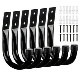ZoffyFabrizio 6-Piece Garage Storage, Metal Wall Hooks for Hanging Heavy Items, Large Multipurpose Hooks, Black Wall, Garage Storage (Black 02)