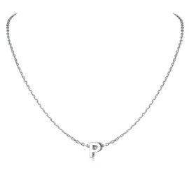 SILVERCUTE P Necklace for Women Girl, Sterling Silver Initial Chain Choker Dainty Small Letter Pendant