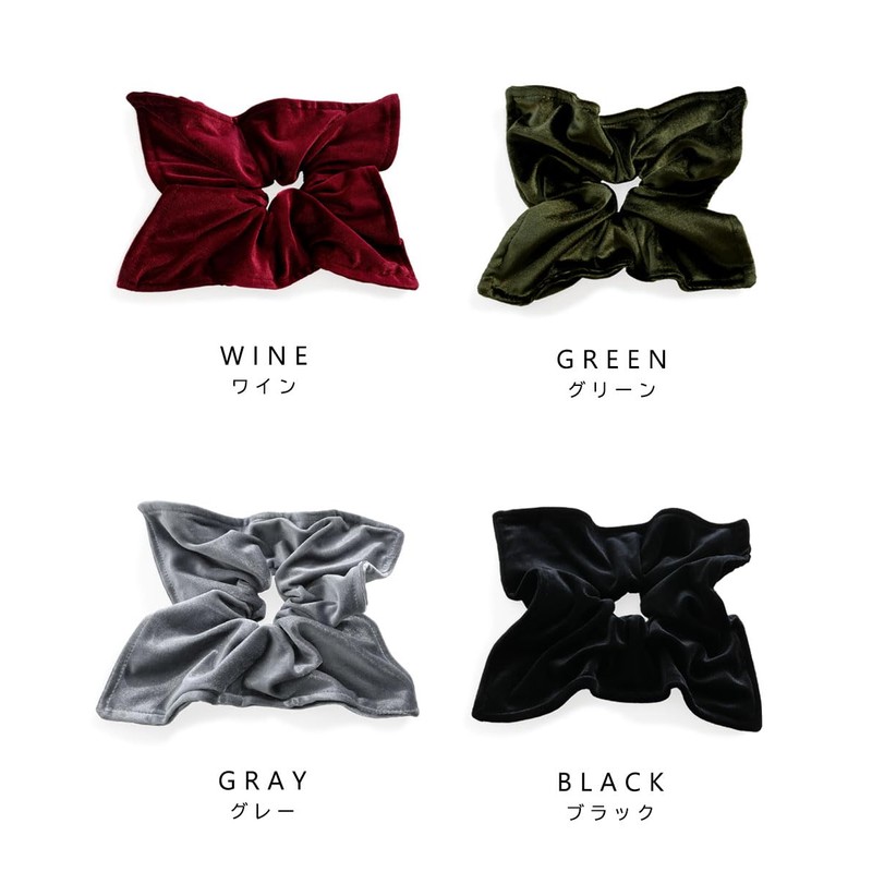 JewelVOX Scrunchie, Hair Elastic, Women's Square, Velour, Large, Square, Adult,