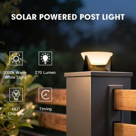PAKEDANDUN Solar Post Lights 6 Pack, 4.7" Modern LED Solar Fence Post Lights Outdoor Dusk to Dawn IP54 Waterproof Lantern Lamp 3000K Luxury Lighting for 4x4, 5x5 or 6x6 Vinyl Wooden Posts