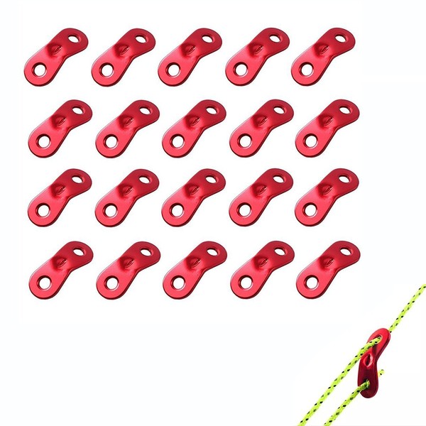 Sourcemall 20pcs Aluminum Alloy Cord Guyline Runners, Guyline Adjuster, Tent