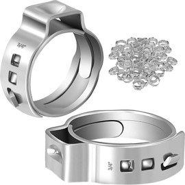 RHAFAYRE Pex Crimp Rings, 3/4 Pex Cinch Clamps for Tubing, 120 pcs Adjustable Pex Fixing Crimping Tool Kit, Stainless Steel Pipe Fitting Connection