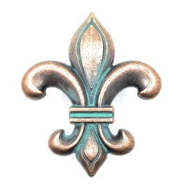 The Rustic Touch Fleur-de-lis Cabinet Knobs, Copper Patina Finish, Decorative Door Knobs Set for Kitchen Vanity or Dresser, Pack of 10