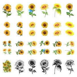 SanerLian Sunflowers Temporary Tattoo Sticker Waterproof Yellow Watercolor Women Girls Hand Arm Shoulder Body Art 10.5X6cm Set of 24 (SF206)