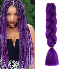 Braiding Hair Purple Braid Hair Extensions for Box Braids Hot Water Setting High Temperature Synthetic Fiber (A35-1Pack)