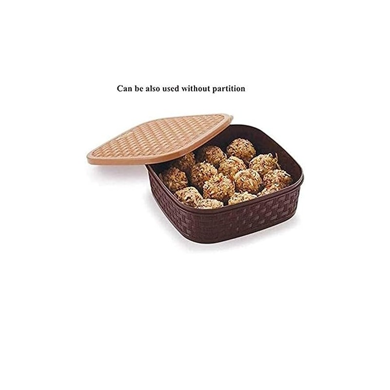 Plastic Square 7 Sections Multipurpose Masala Rangoli Dabba Box Set,