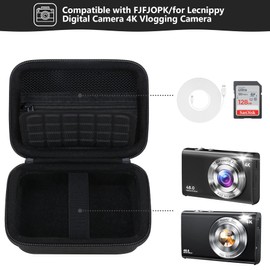 Supmay Hard Carrying Case for FJFJOPK/for Lecnippy Digital Camera, 4K Vlogging Camera 48MP Portable Compact Point and Shoot Digital Camera Storage Holder with Mesh Pocket for Battery, SD Card, Black