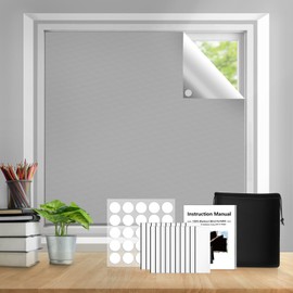 Teamkio Window Blackout Fabric, 3 m x 1.45 m Roof Window Blackout Sun Protection for Windows and Velux, Portable Travel Blackout Roller Blind No Drilling (Grey)