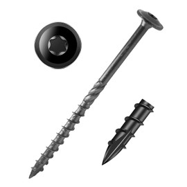 #14 x 4" Black IMScrews Wood Deck Screws - T30 Star Drive with Large Washer Head - Rust-Resistant Outdoor Deck Screws for Timber, Log, and Landscaping Wood Projects Pack of 50