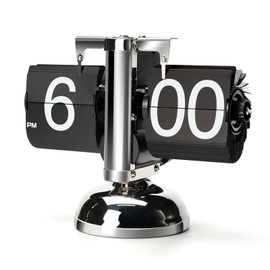Frdhee Retro Flip Down Desk Clock, Vintage Digital Flip Desk Clock with Stainless Steel Base and Large Number Display Mechanical Auto Flip Clock Desk Clock for Home Livingroom Study (Black)