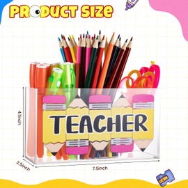 Honeydak Christmas Teacher Appreciation Gifts Pen Holder Gift for Teacher, Thank You Accessories,Acrylic Pen Holder for Appreciation, Containers for School Office Home Supplies