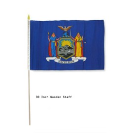 JumpingLight 12x18 Wholesale Lot 12 State of New York Stick Flag 30" Wood Staff - Quality Flags