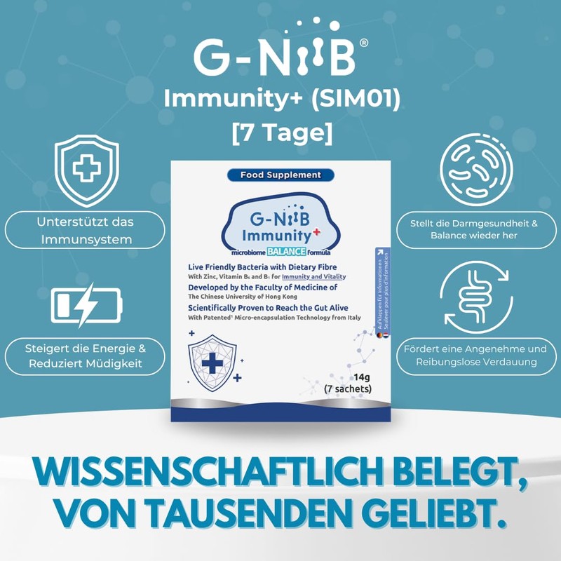 G-NiiB Immunity+ (SIM01) | Digestive Probiotics and Prebiotics with Zinc,