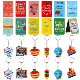 24 Pcs Teacher Appreciation Gift Bulk, Include 12 Teacher Magnetic Bookmarks 12 Teacher Thank You Keychains Appreciation Gifts for Teachers Day Graduation Best Teacher of the Year