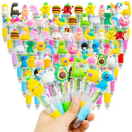 Scettar 65Pcs Mini Multicolor Pen in One 4-in-1 Cute Pens for Kids, Ballpoint Pens for Birthdays and Children's Parties, Fun Pens Bulk Gifts Assorted Ink Kawaii Pens