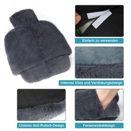 Tgkoddo Foot Warmer Without Electricity, 2L Large Hot Water Bottle Feet, 2-in-1 Foot Hot Water Bottle for Women/Men/Adults, Super Soft and Warm Foot Heating Pads for Cold Feet in Winter (Grey, 36 x 30 cm)