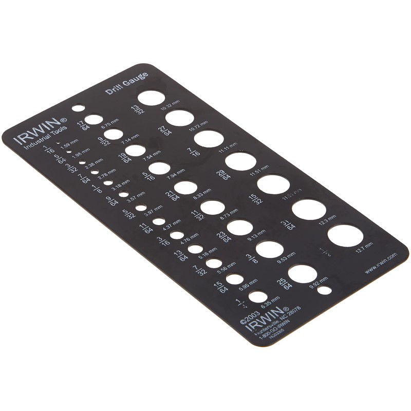 IRWIN Drill Bit Gauge, 1/16-to-1/2-Inch, 29-Hole (12092)
