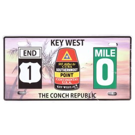Decorative Key West License Plate Magnet, The Conch Republic, Collectible Florida Souvenir Keepsake, 3.9 x 1.9 Inches