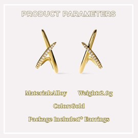 GAUEIOUR Gold Earrings for Women Trendy 14K Gold Plated Cubic Zirconia Diamond Stud Earrings, Women's Minimalist Jewelry Gift Hypoallergenic Earrings (Gold)