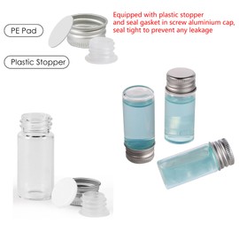10ml Glass Vials with Screw Caps and Plastic Stoppers, Small Clear Liquid Sample Vial, Leak-Proof Vial, 12PCS