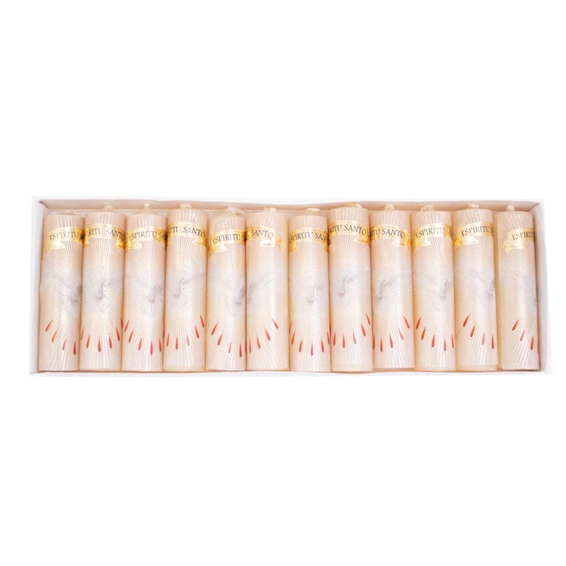 Luz María-Paquete de 12 mini cirios de "Espíritu Santo"(Recuerdo, Decorativos,