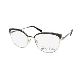 Sean John 6031 Cat Eye Eyeglass Frame/Glasses Premium Acetate Materials Designer [55-19-140, black/gold]