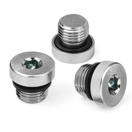 SRJQXH Pack of 3 M10 blanking plugs, fine thread pipe plugs, carbon steel sealing plugs with fork ring, suitable for sealing pipes