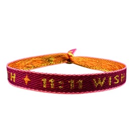 happymaker - Boho Schmuck Damen, Stoffarmband in rot und gold - Wish 11:11 - Gewebtes Armband für Frauen, wasserfest und handmade in Deutschland, Glücksbringer Silvester