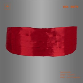 Dan Smith Satin Mens Cummerbund Plain Red Cummerbunds Clip-On Adjustable Business- Casual Cowboy DIBE0013 Red