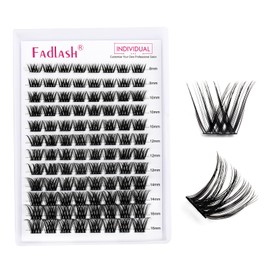 FADLASH Lash Clusters DIY Eyelash Extensions 96 Clusters Lashes D Curl 0.07 Natural Individual Lash Extensions Mixed Tray False Eyelashes Soft & Strong Thin Band DIY at Home (F29-0.07D, 8-16mm)