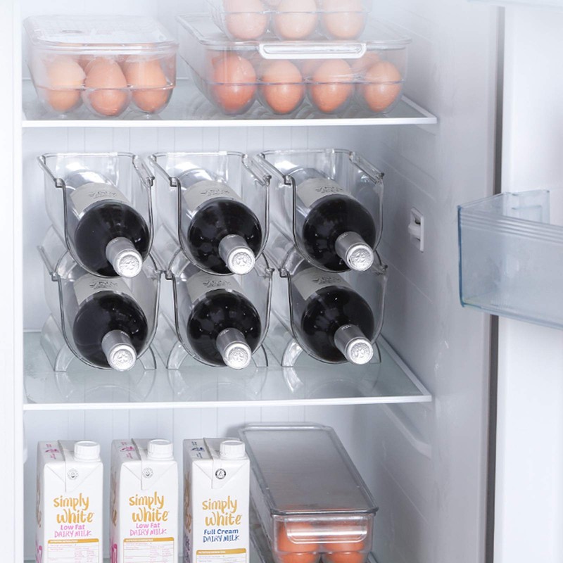 2 Pack Plastic Stackable Water Bottle and Wine Rack Storage