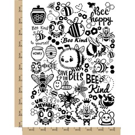 Buzzing Honey Bees Hive Temporary Tattoo Water Resistant Fake Body Art Set Collection - Black (One Sheet)
