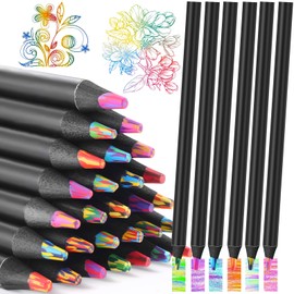DIYDEC Pack of 18 12 Colours Rainbow Pencils, Multicoloured Pencils, Colourful Pencils, Wooden Pencils, Colouring Pencils for Children and Adults for Art, Drawing, Colouring, Sketching