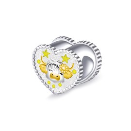 Tufeney Animal Bead Charm for Jewelry Making - 925 Sterling Silver LOVE Animal Pet Paw Beads Animal Gifts for Women DIY Necklace & Bracelet (Highland Cow)