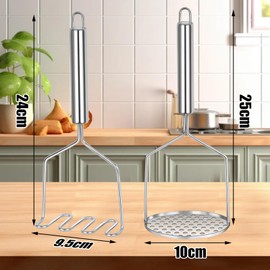 Dachiy Kartoffelstampfer 2 Stück, Kartoffelstampfer Edelstahl 24,5 Cm Kartoffel Stampfer Küche Potato Masher Professioneller Kartoffelstampfer Küchenwerkzeug