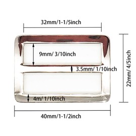 10 Pcs 1-1/2inch Metal Tri-Glide Slides Buckles Kit Square Ring Slide Adjusters Buckles for Bags DIY Accessories (Gold)