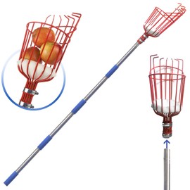 DIIG Fruit Picker, 10 Foot Fruit Picker Tool with Stainless Steel Connecting Pole, Fruit Picking Equipment for Getting Fruits Lemons Apples Guavas Avocados Pears Mangoes Oranges