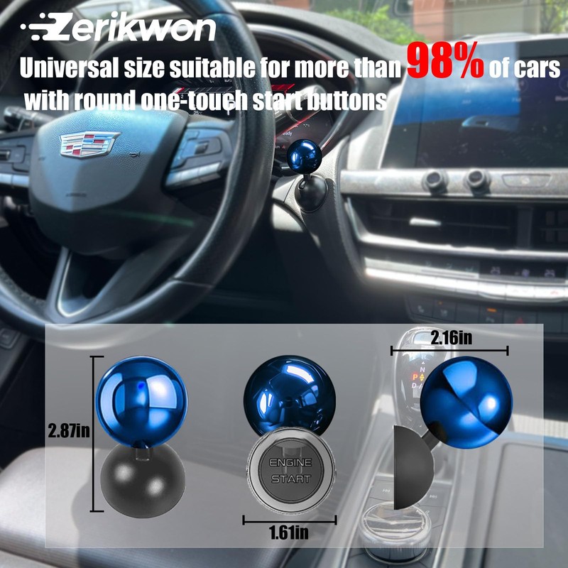 Electroplating Car Joystick Push Start Button Cover, Metal Push to