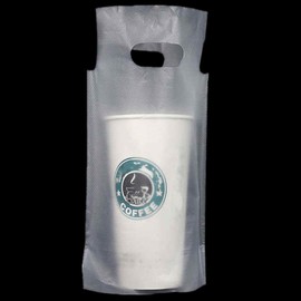 CEZOOWYEX 500 Pack Drink Carrier for Delivery, Plastic Drinking Bags with Handle, To Go Clear 1-Cup Packaging Poly Bags for Take Out Beverage Coffee Juice, Single Cup Holder for Stores Restaurant