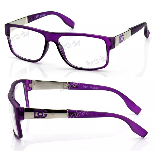 BOG New Mens Womens Square Clear Lens Eye Glasses Purple
