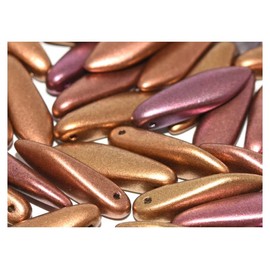 100 pcs Dagger Beads 5x16 mm, Metallic Mix, Czech Glass